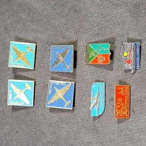 Lot of 8 Vintage Russian Soviet USSR Pins Aviation WWII Crest Misc Lightweight G
